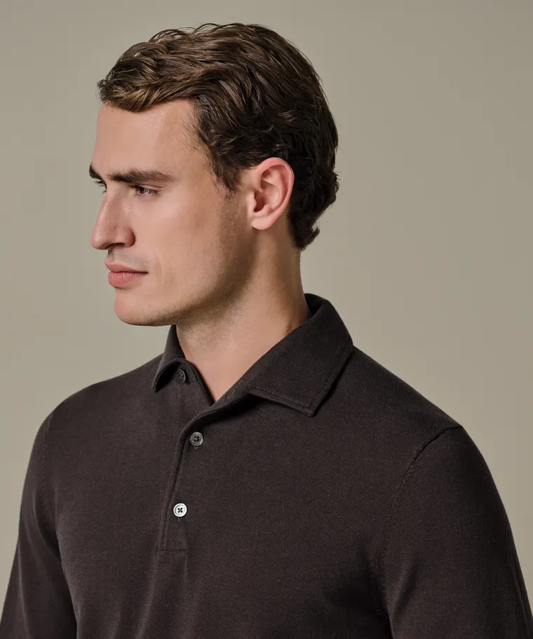PROFUOMO Polo langemouw Dark brown