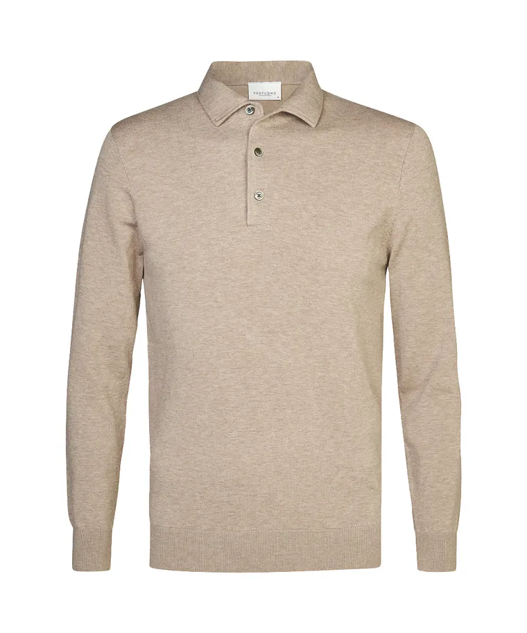 PROFUOMO Polo langemouw Beige