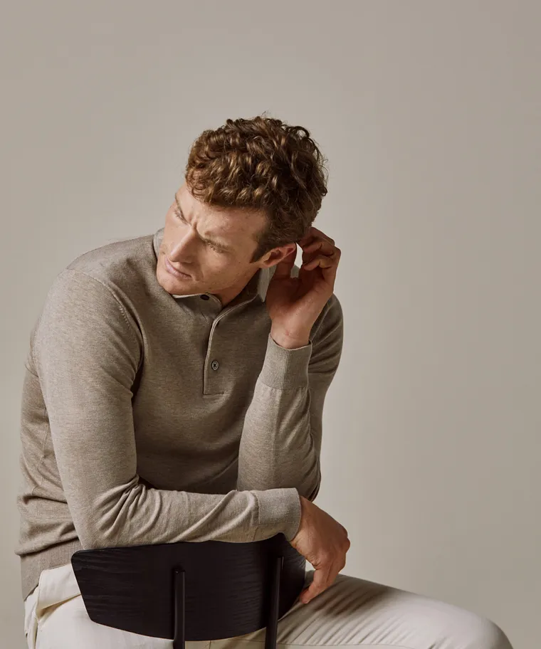 PROFUOMO Polo langemouw Beige