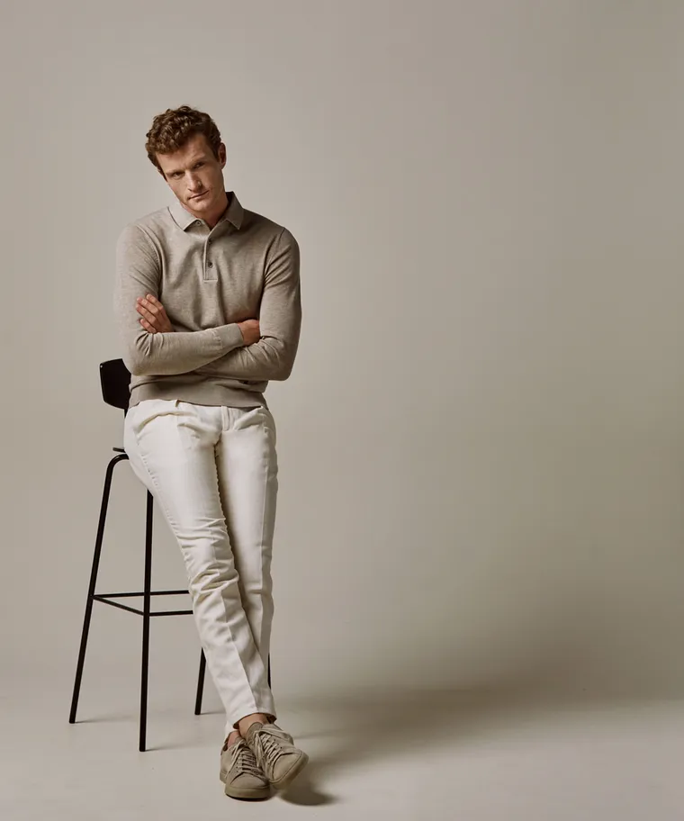 PROFUOMO Polo langemouw Beige