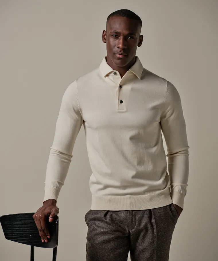 PROFUOMO Polo langemouw Off-white