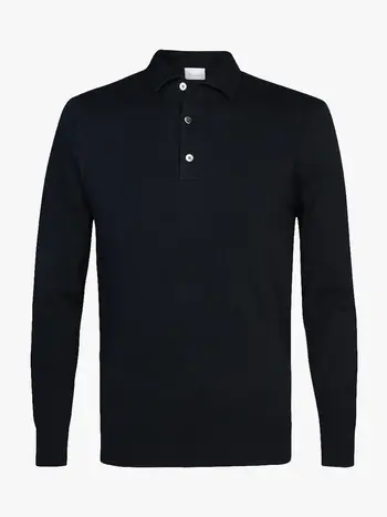 PROFUOMO Luxury Basic one piece polo lange mouw navy
