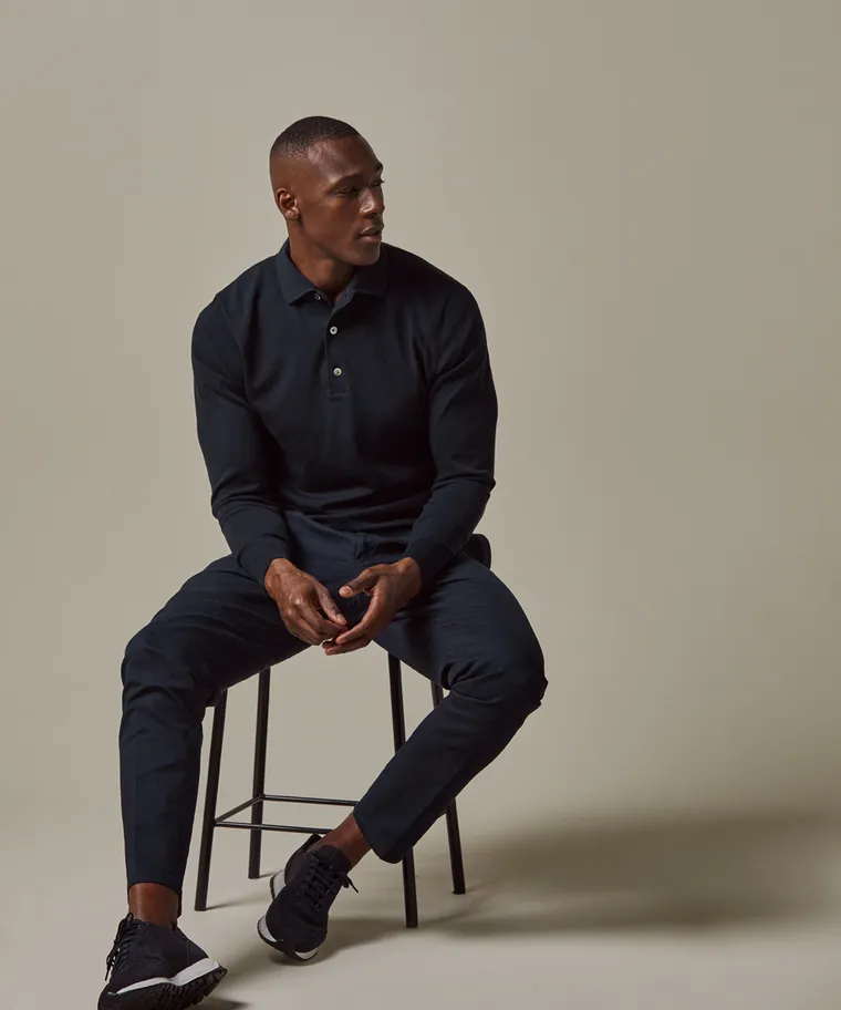 PROFUOMO Polo langemouw Navy