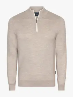 Cavallaro Napoli Fontanio half zip pullover light taupe melange