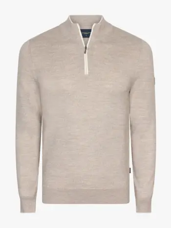 Cavallaro Napoli Fontanio half zip pullover light taupe melange