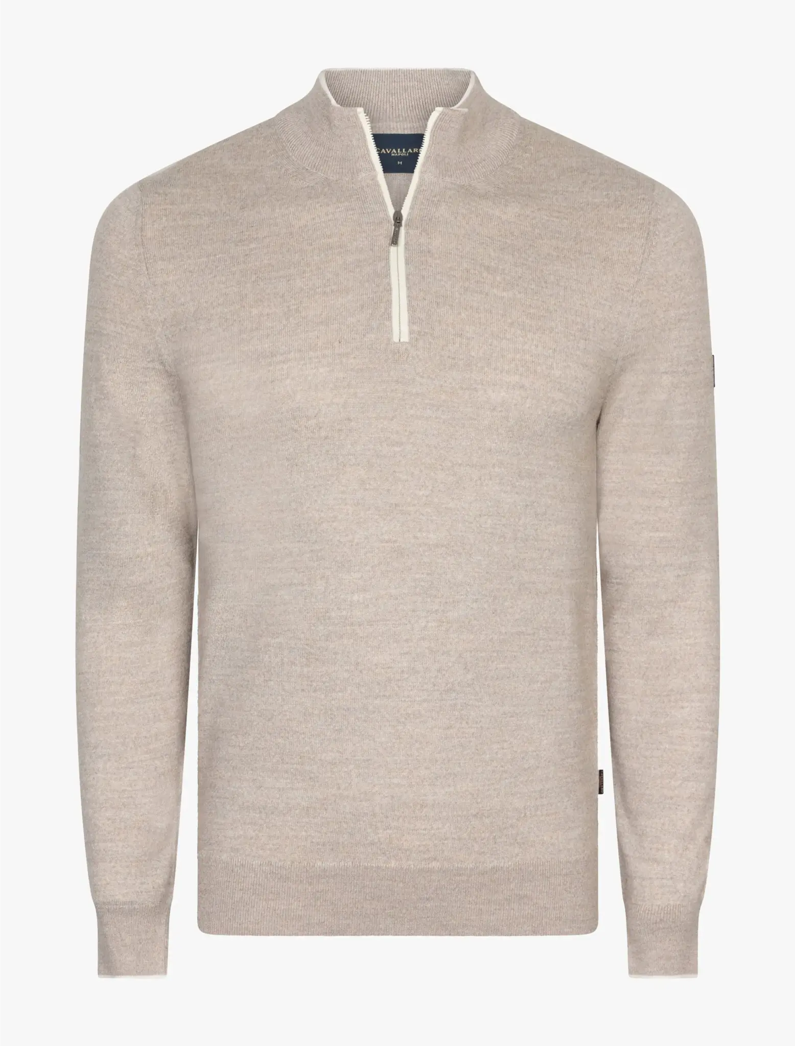 Cavallaro Napoli Fontanio half zip pullover light taupe melange