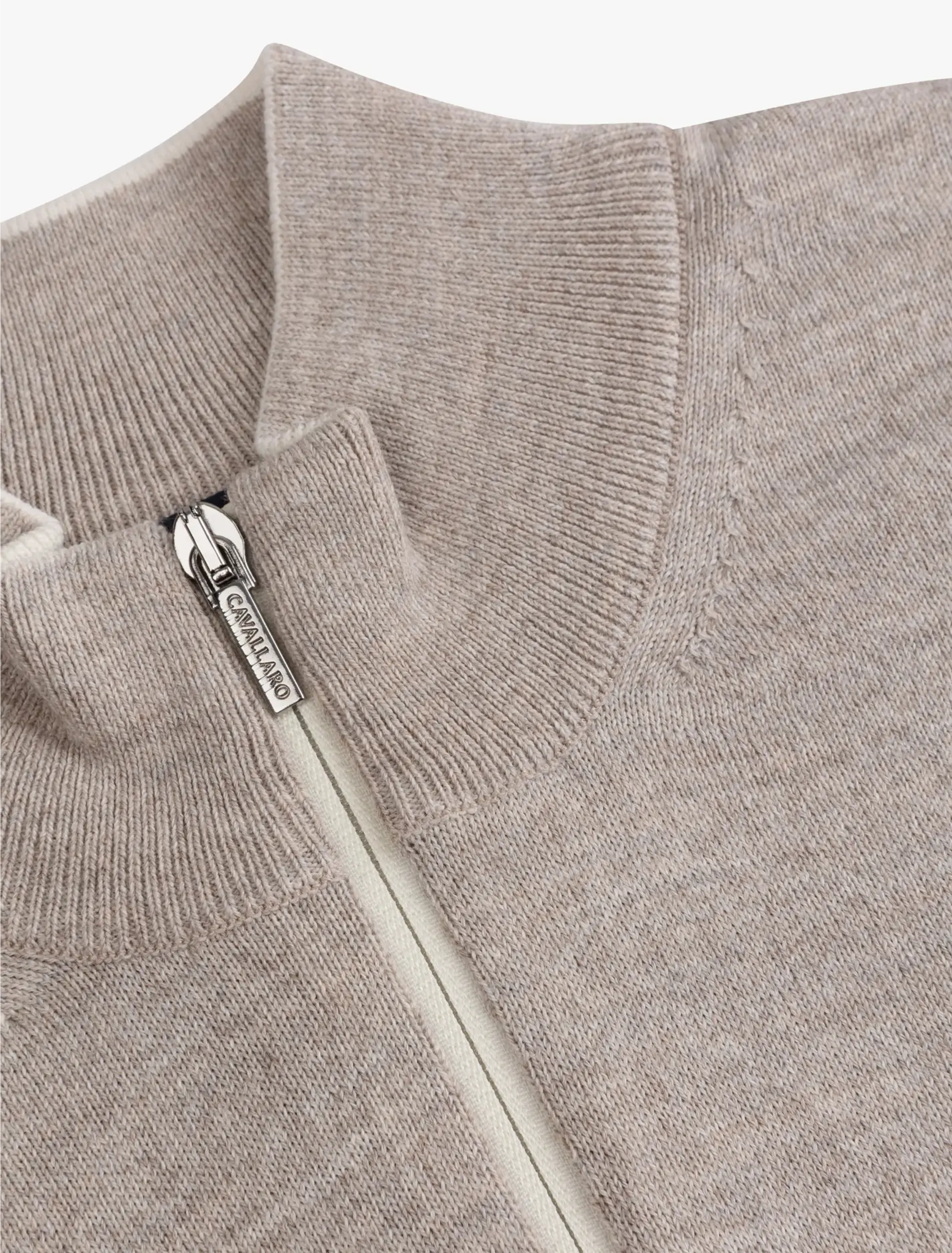 Cavallaro Napoli Fontanio half zip pullover light taupe melange