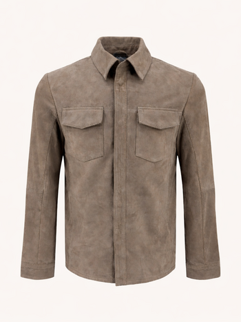 Dekkers leermode Suède overshirt lichttaupe