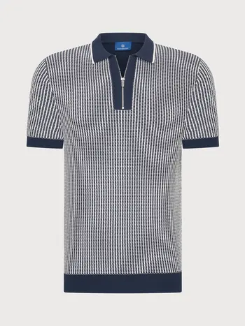 Blue industry Knitted polo short sleeve navy