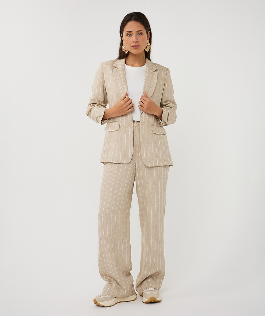 Esqualo  Blazer linen stripe sand