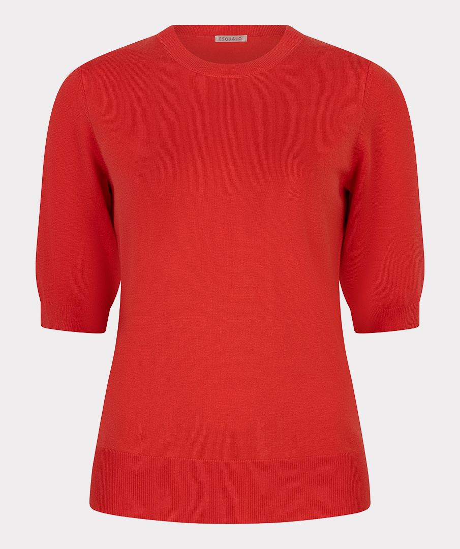 Esqualo  Sweater s/slve r/neck basic knit chili red