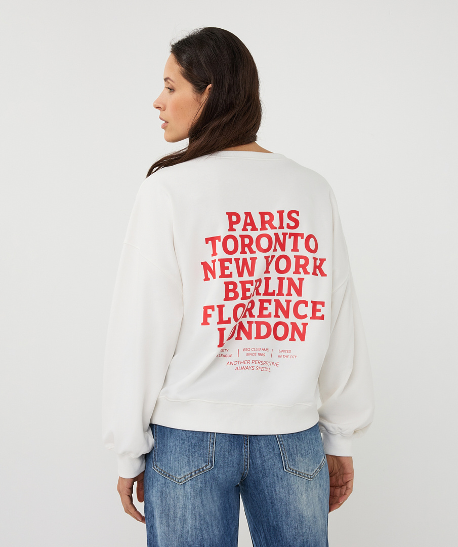 Esqualo  Sweater 'cities' off white / re