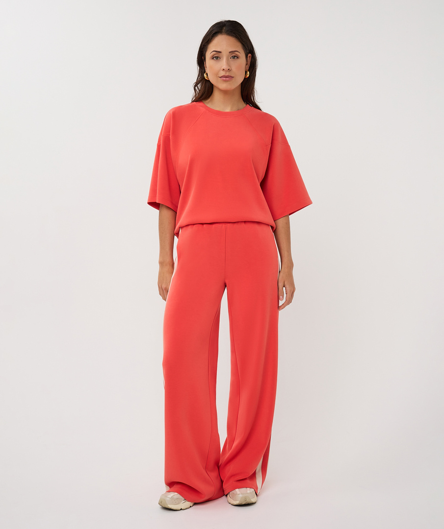 Esqualo  Trousers wide stripe modal chili red