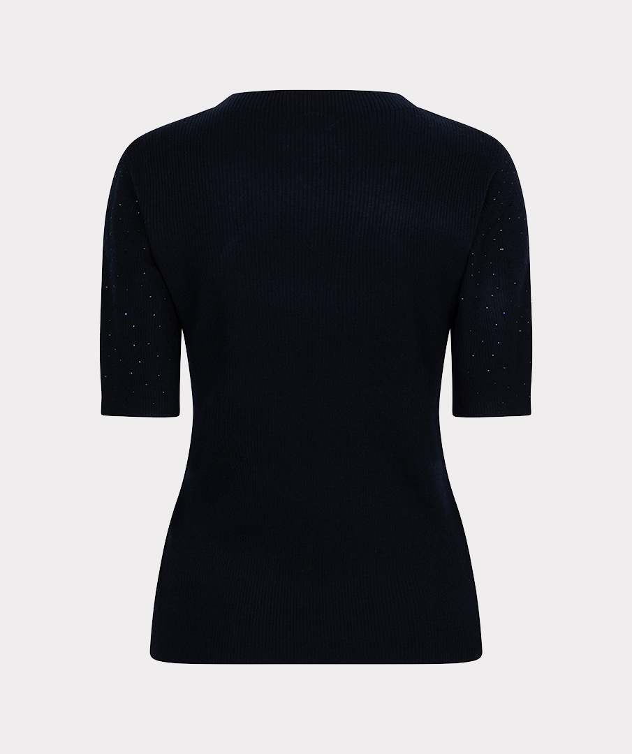 Esqualo  Top rib s/slve sequins navy