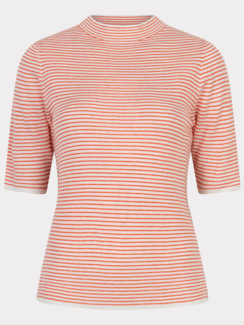 Esqualo Sweater s/slve striped off white / re