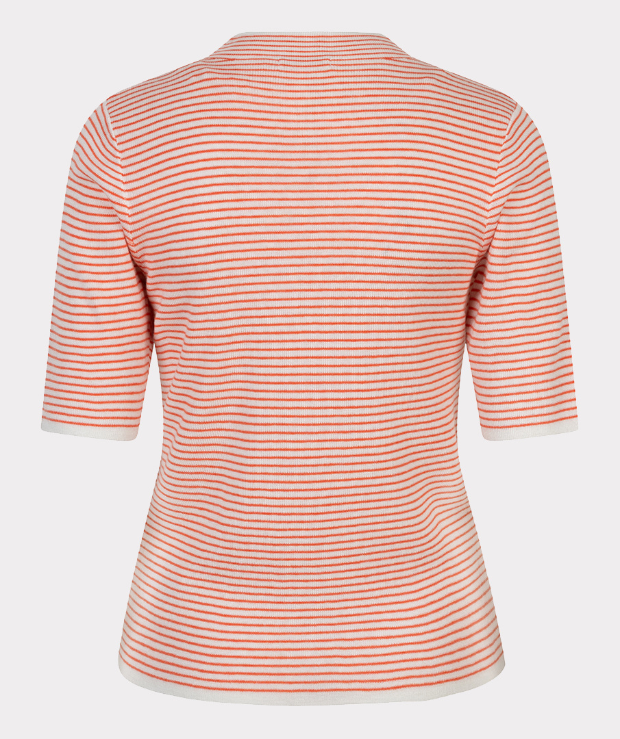 Esqualo  Sweater s/slve striped off white / re