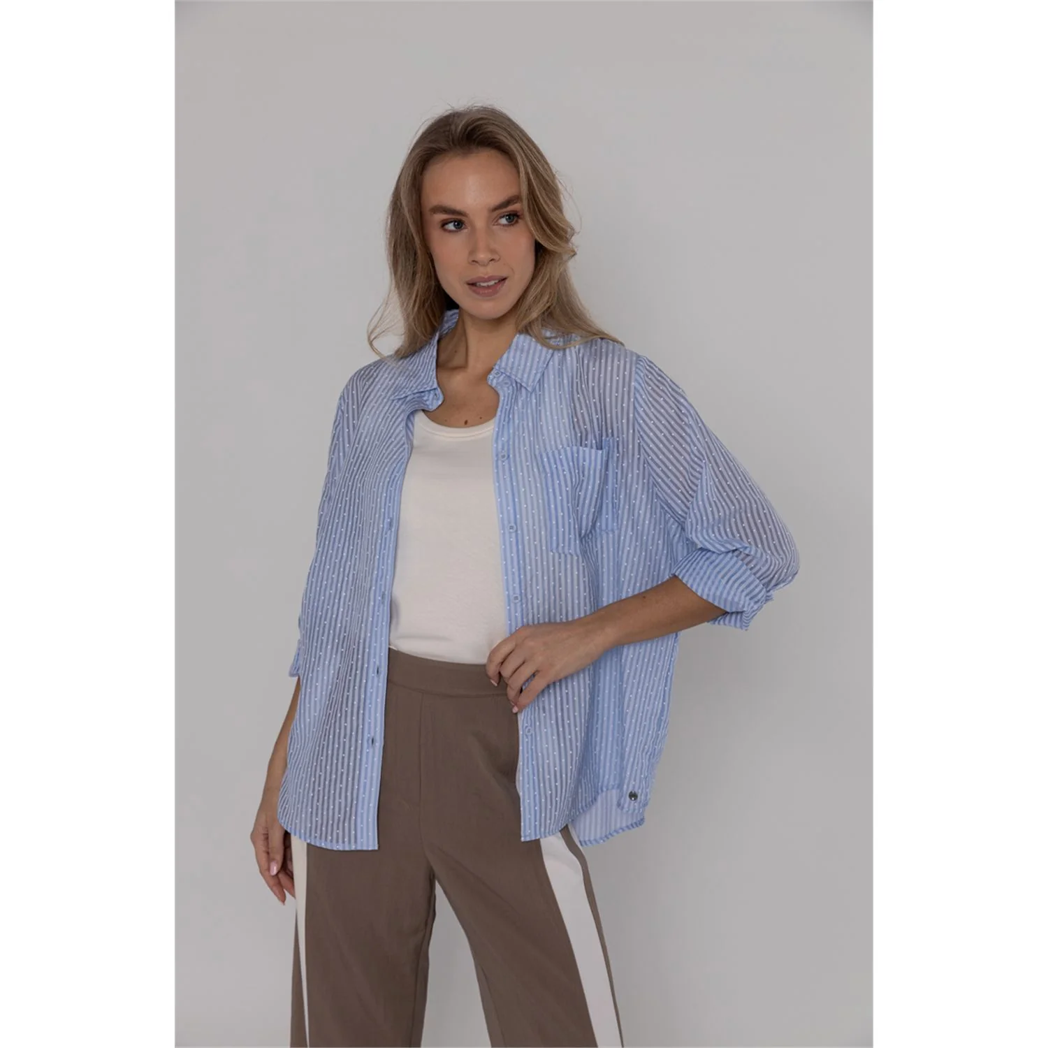 Poools fashion  Blouse embroidery d light blue