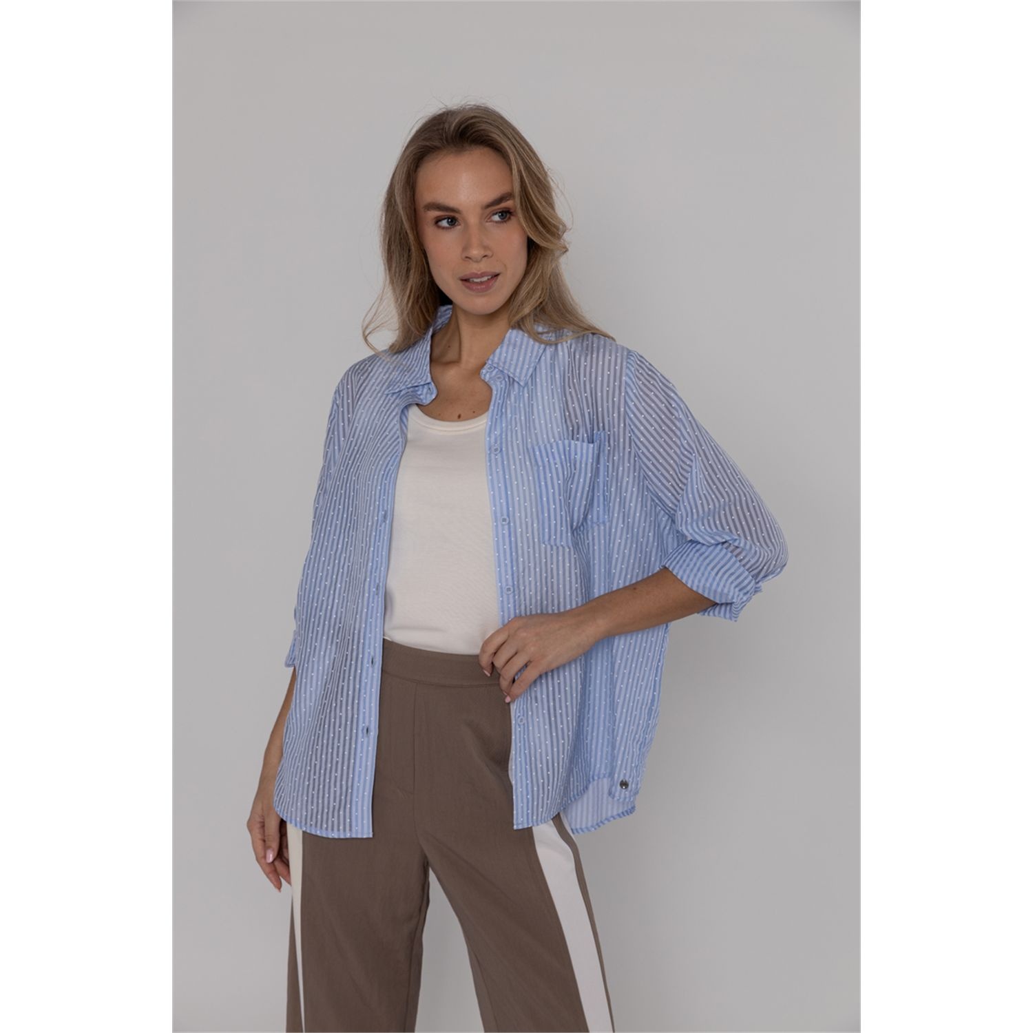 Poools fashion  Blouse striped light blue