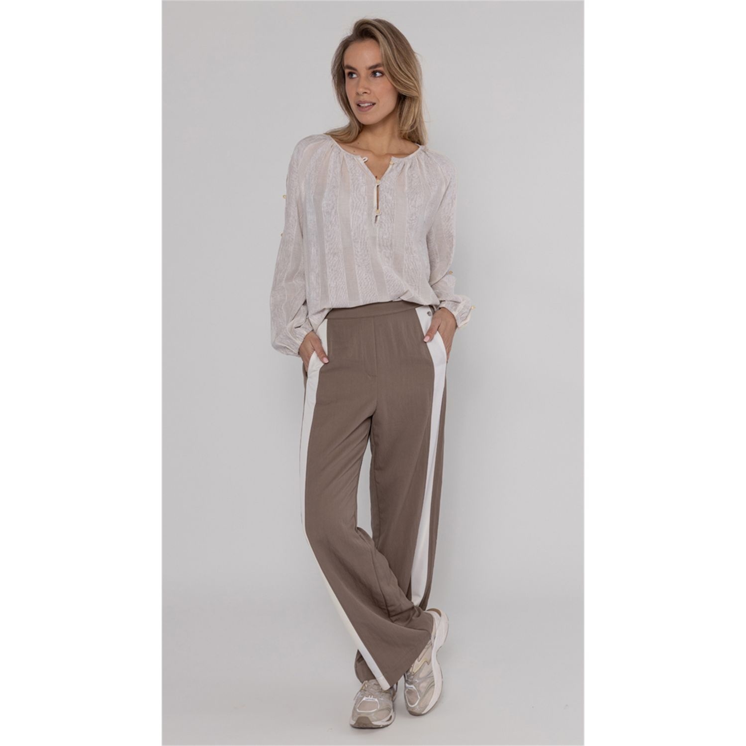 Poools fashion Blouse stripe taupe