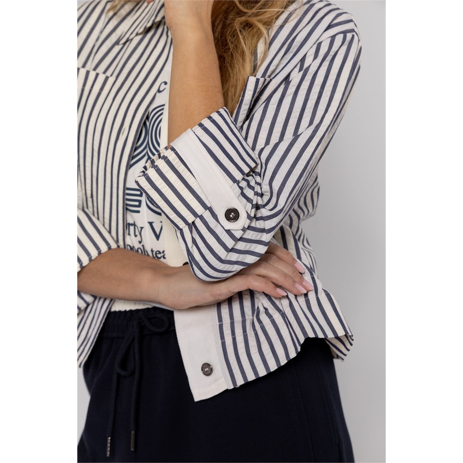 Poools fashion  Blouse stripe dark blue