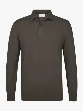 PROFUOMO Luxury Basic one piece polo lange mouw bruin