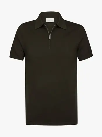 PROFUOMO Polo met rits donkerbruin