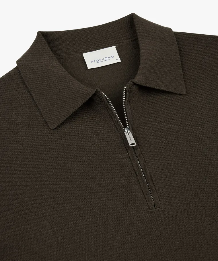 PROFUOMO Polo zip Dark brown