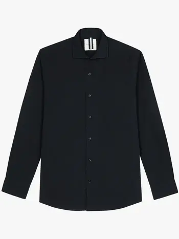 PROFUOMO Linnen seersucker overhemd navy