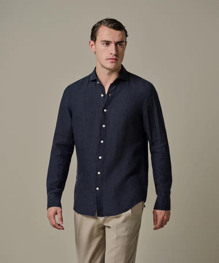 PROFUOMO  Overhemd linnen Navy