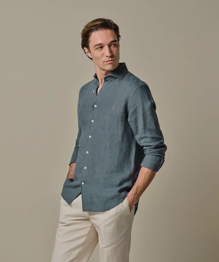 PROFUOMO Overhemd linnen Grey