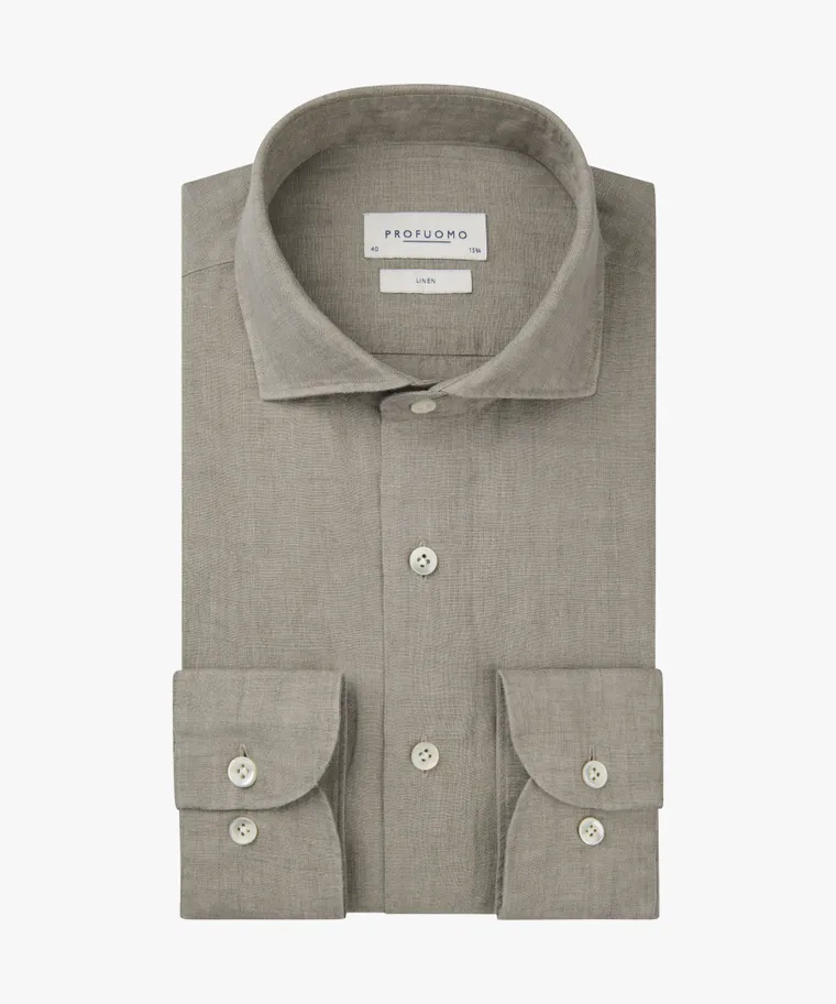 PROFUOMO Overhemd linnen Dark beige
