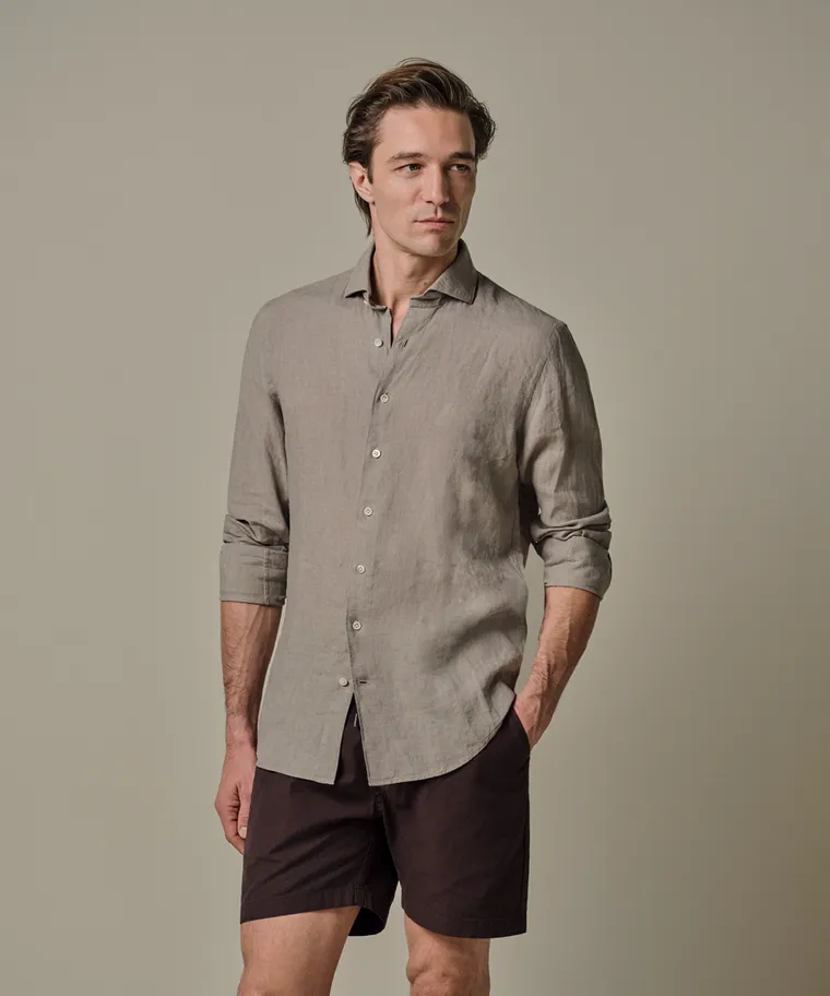 PROFUOMO Overhemd linnen Dark beige