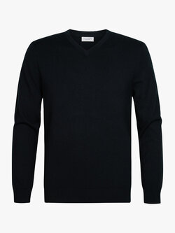 PROFUOMO Wolblend V-hals trui navy
