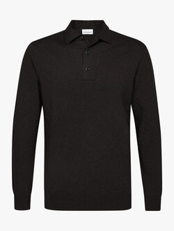 PROFUOMO Luxury Basic polo lange mouw donkerbruin