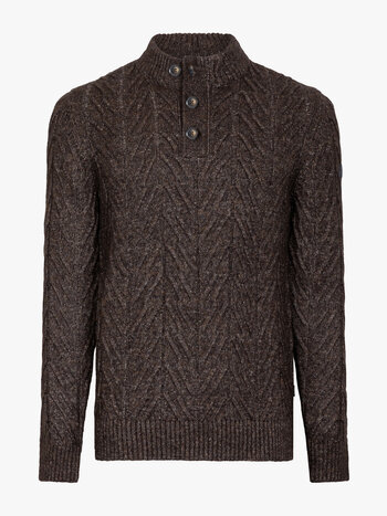 CAVALLARO Corato half button pullover dark brown melange