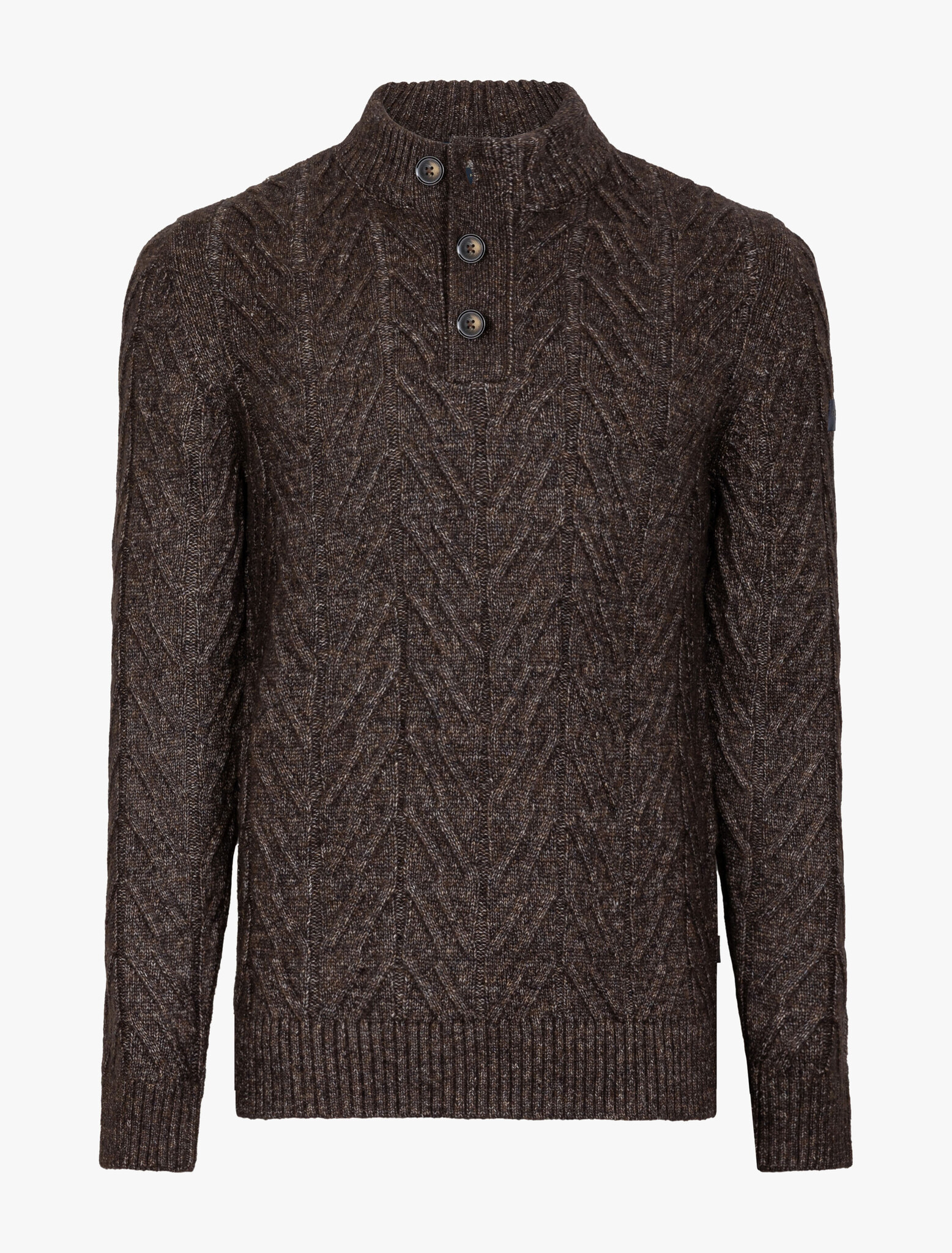 CAVALLARO  Corato half button pullover dark brown melange