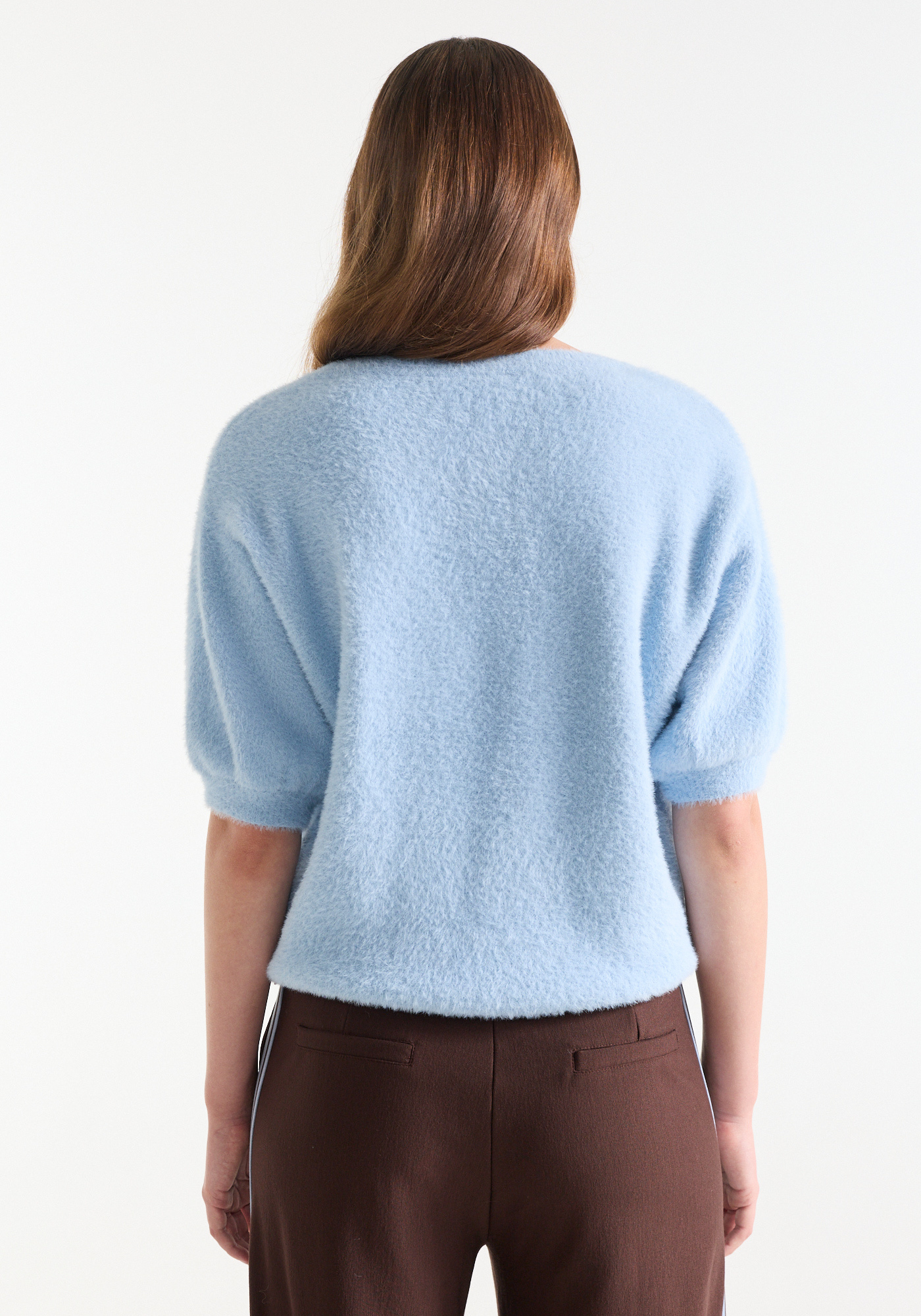 Jansen Amsterdam Manin trui round neckline short sleeve light blue