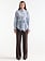 Jansen Amsterdam Livia blouse stripe belt in waist classic collar light blue - dark brown