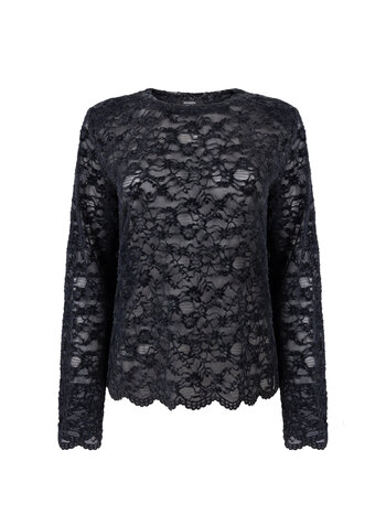 Jansen Amsterdam Kiki top lace shoulderpad long sleeve dark blue