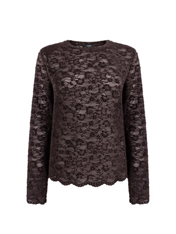 Jansen Amsterdam Kiki top lace shoulderpad long sleeve dark brown