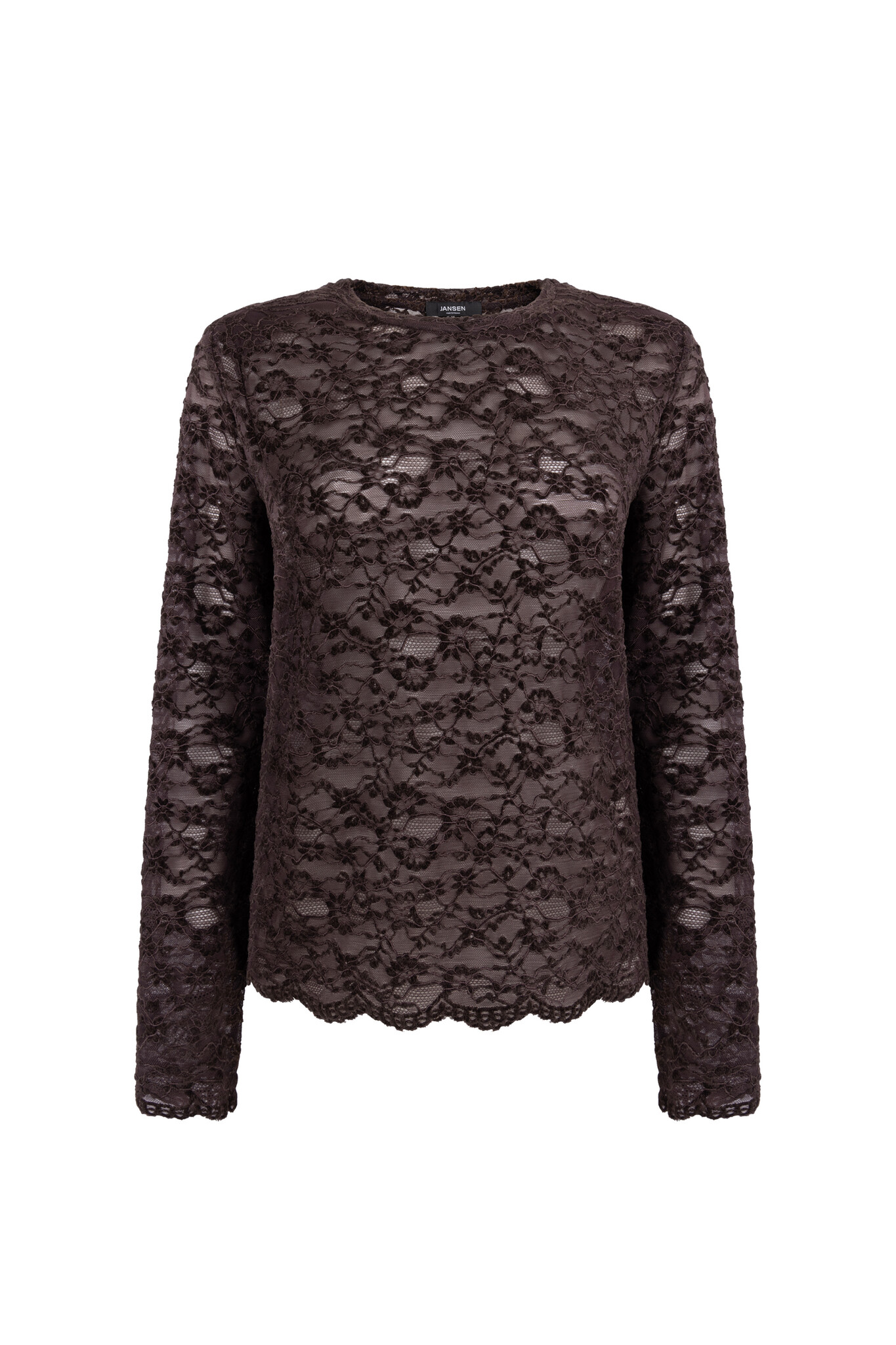 Jansen Amsterdam Kiki top lace shoulderpad long sleeve dark brown