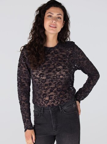 Jansen Amsterdam Kiki top lace shoulderpad long sleeve wine