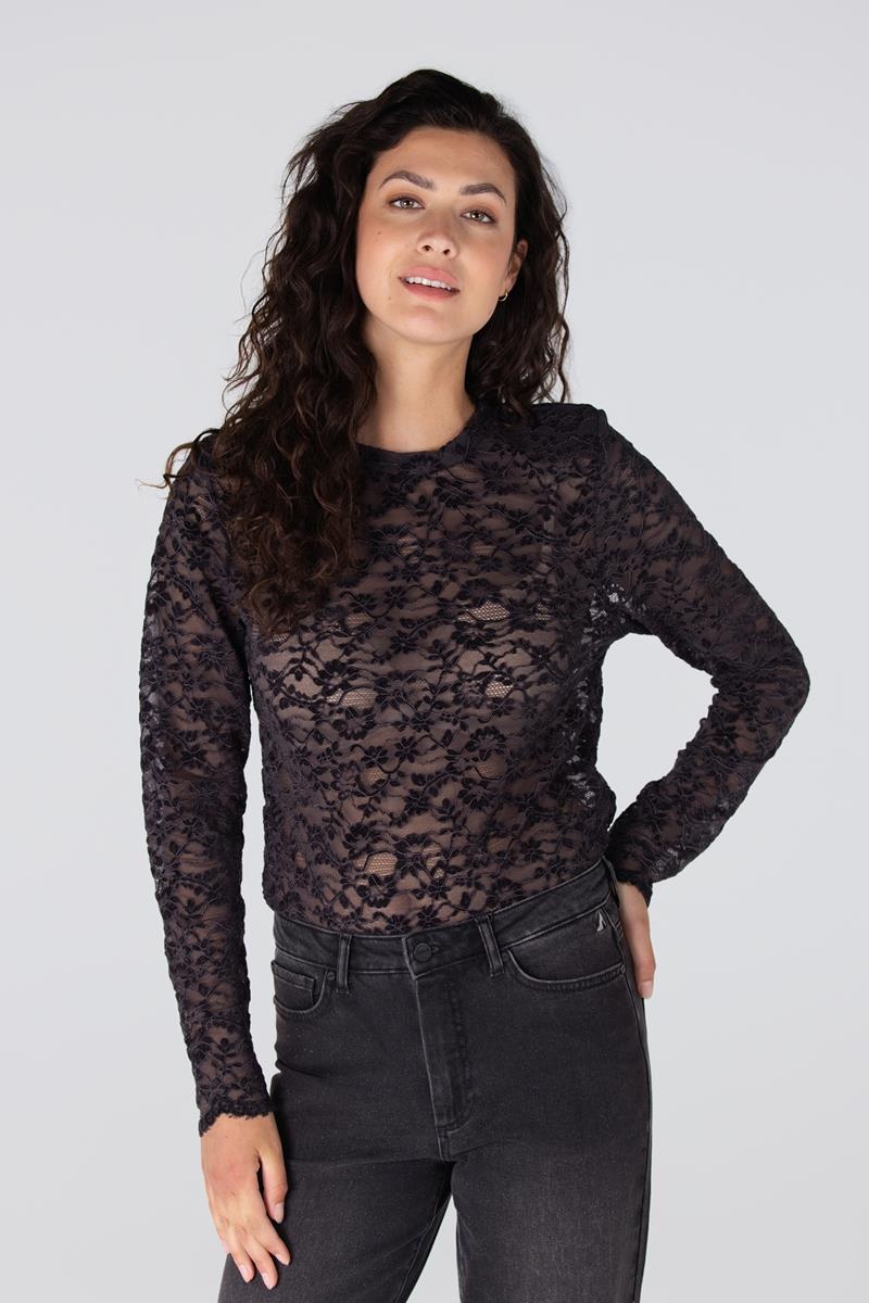 Jansen Amsterdam Kiki top lace shoulderpad long sleeve wine
