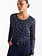 Jansen Amsterdam Jenny top mesh heel print around neck gattering waist dark blue - shadow blue