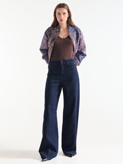 Jansen Amsterdam Jane jeans wide leg long dark blue denim