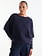 Jansen Amsterdam Dacota trui round short batwing sleeve dark blue