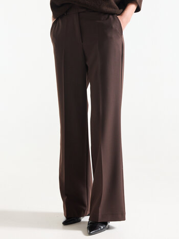 Jansen Amsterdam Alice broek wide leg long dark brown