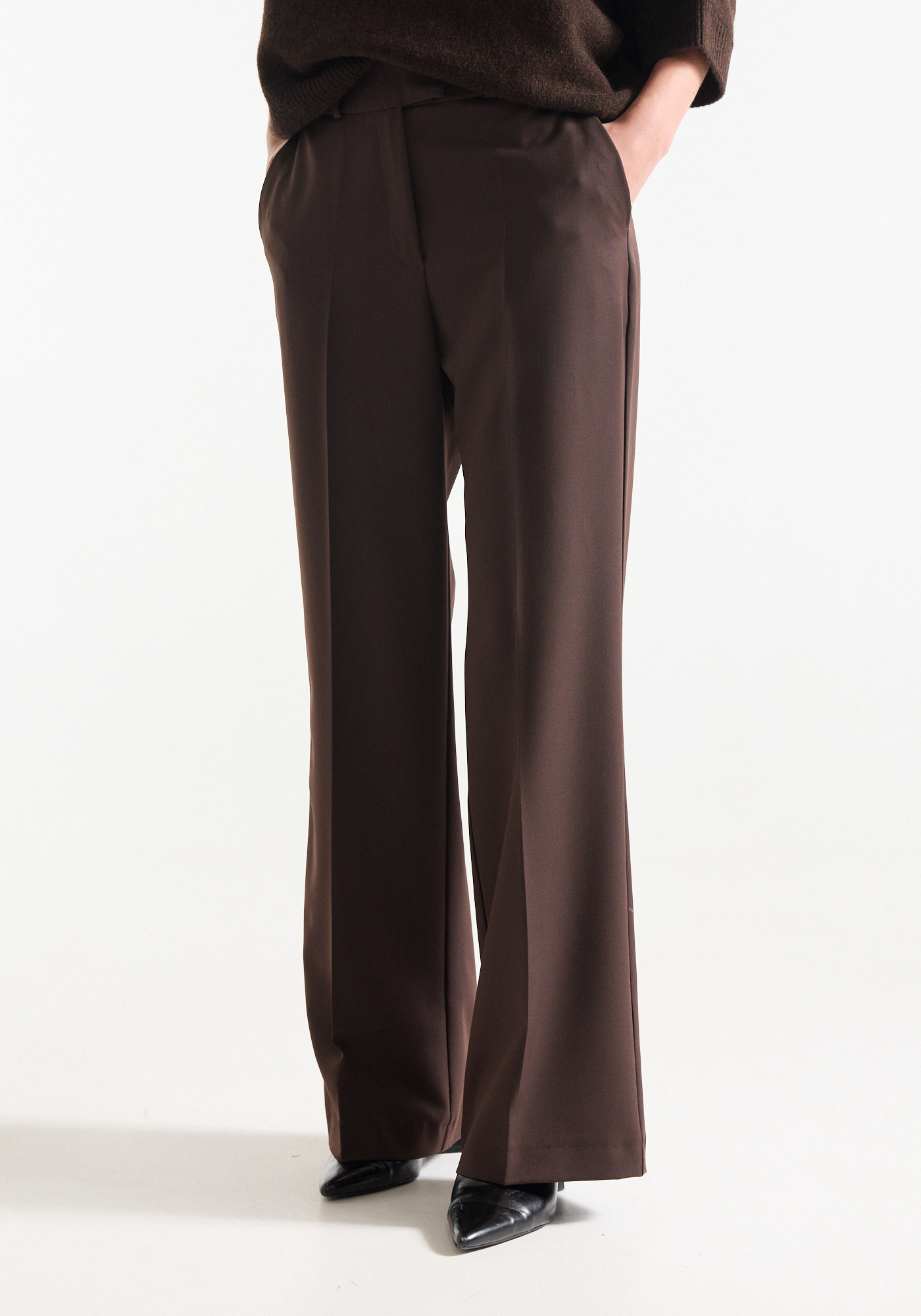 Jansen Amsterdam Alice broek wide leg long dark brown