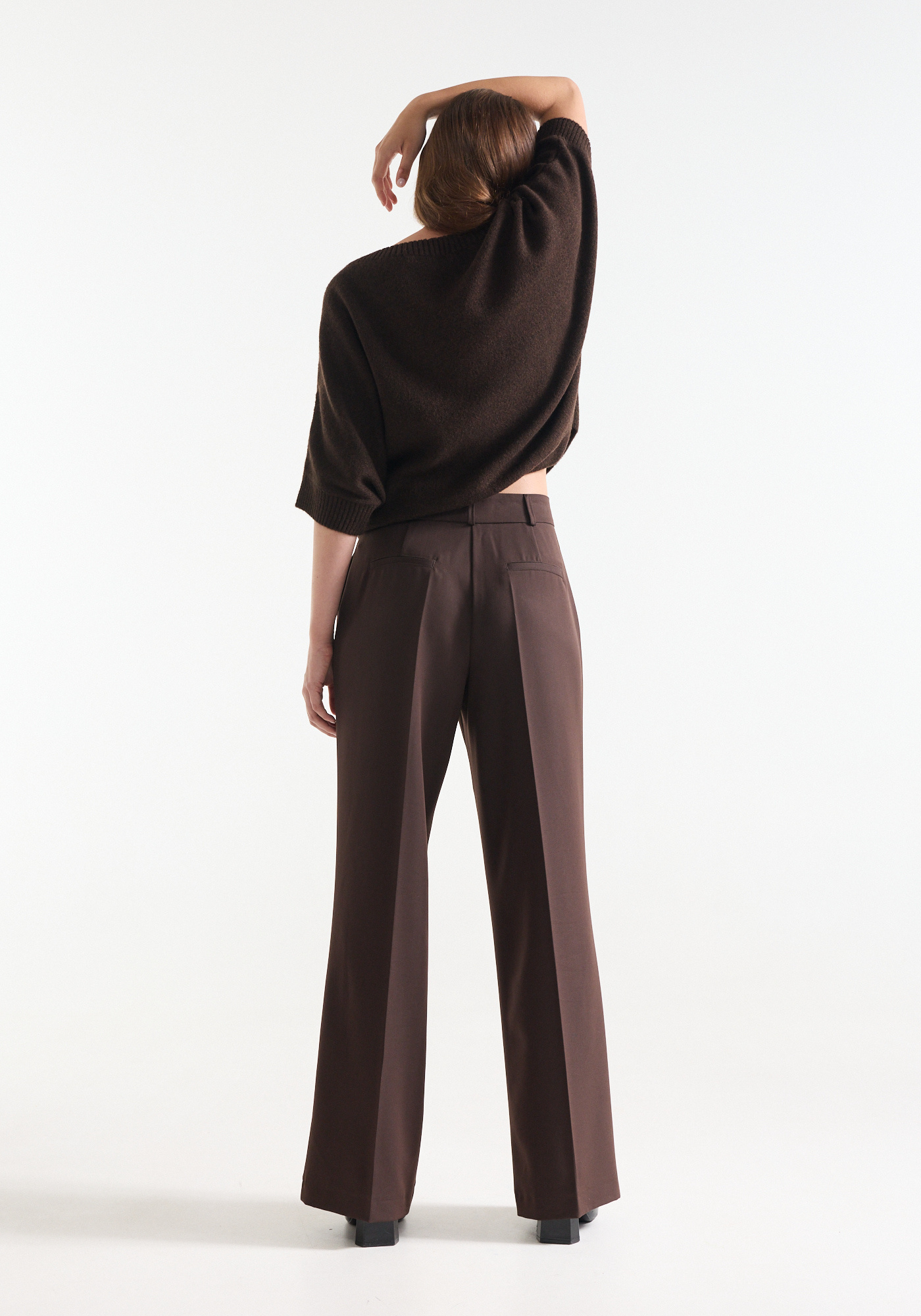 Jansen Amsterdam Alice broek wide leg long dark brown