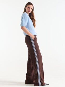 Jansen Amsterdam Aleidou broek pied de poule wide leg tape at side multi wine